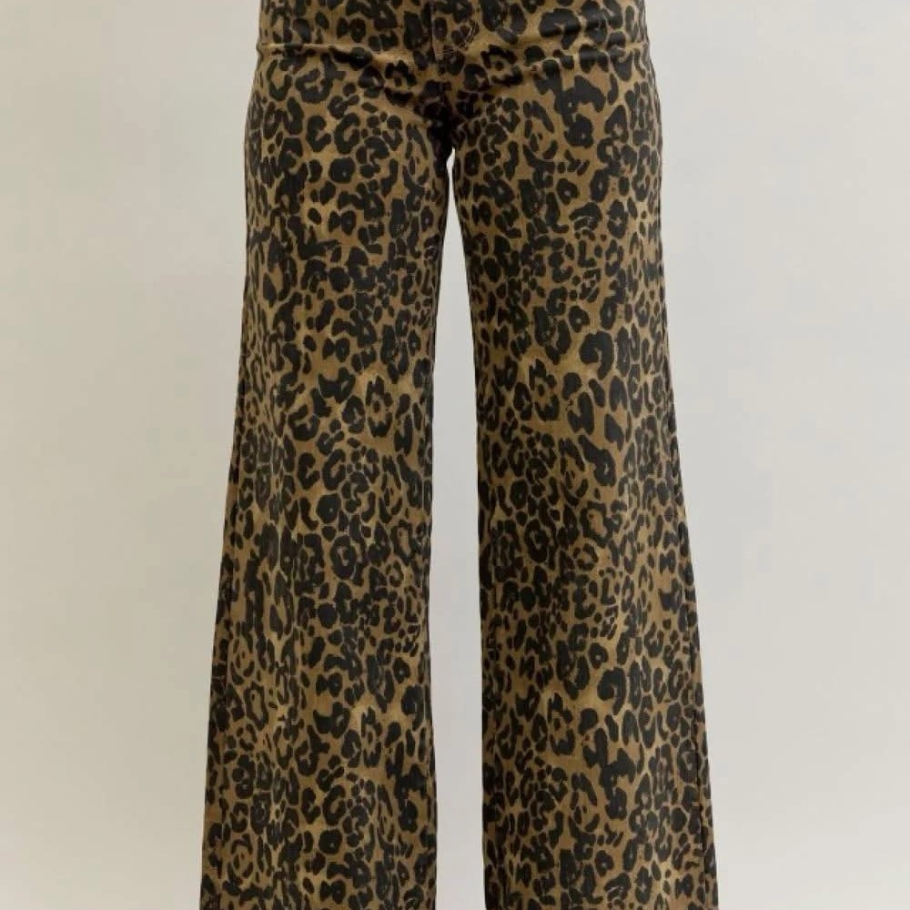 Judy Blue Leopard Print Wide-Leg Pants - Picture 3 of 3